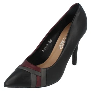 Ladies F9R673 synthetic high heel smart court shoes by Spot On Sale £5.99 - Picture 1 of 9