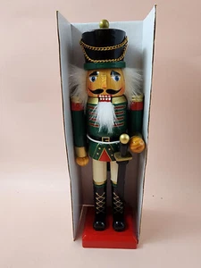 Wooden Nutcracker 12" Tall Solider Hand Painted Green Christmas Decoration NIB - Picture 1 of 5