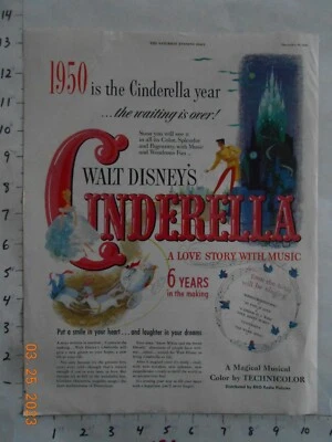 Película Cenicienta 1949 impresión de colección AD Walt Disney WDP Disneyland RKO Radio Foto 1 de 2