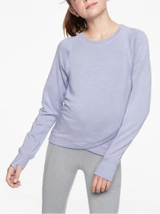 ATHLETA GIRL VIOLET BLUE LONG SLEEVE CRISS CROSS MY HEART SWEATSHIRT Sz L - 12 - Picture 1 of 2