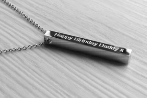 Solid Bar Necklace Mens Personalised Gift - Picture 1 of 5