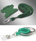 ID Neck Strap Lanyard, Double Sided ID Card Pass Holder & Retractable Reel Green