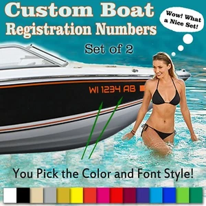 Set of 2 Custom Boat Registration Numbers Jet Ski PWC Vessel Vinyl sticker decal - Bild 1 von 3