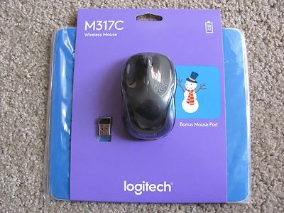 New Logitech M317C Wireless Mouse Black 910-004983 + Bonus Snowma Mouse Pad - Image 1 of 4