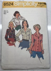 Blusa/Camisa De Colección Simplicity Patrón de Costura #6524 Misses Cierre Frontal Talla 12 - Imagen 1 de 5