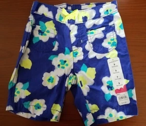 NEW JUMPING BEANS GIRLS BERMUDA SHORTS ROYAL FLOWERS PRINT SIZE 5 - Picture 1 of 2