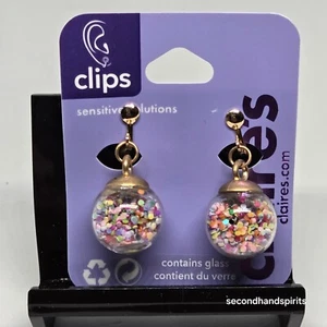 Claire's Globe of Confetti CLIP ON Earrings Globe is 3/4" long - Picture 1 of 2