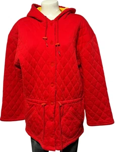 VINTAGE Izod Women's Red Quilted Coat Jacket Size S - 80's 90's - Outdoors Comfy - Picture 1 of 12