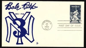 1983 Babe Ruth Baseball Chicago Sc 2046 JV (Volutzo) 1st cachet, signed - Picture 1 of 2