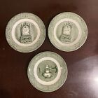Set of 3 green old curiosity shop small plates 
