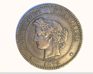 1872-A France, 10 Centimes, High Grade Bronze (Fra-40) - Picture 1 of 2