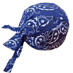 Blue Durag Skull Cap Head Wrap Biker Motorcycle Du Do Paisley Bandana Doo Rag - Picture 1 of 3
