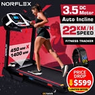 Norflex Electric Treadmill Gym Exercise Machine Fitness Tracker Run Auto Incline