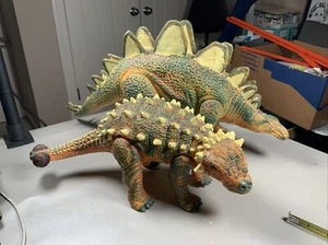 Set of 2, Stegosaurus & Ankylosaurus Toy, Moving Legs, 18” & 13” #SH - Picture 1 of 10