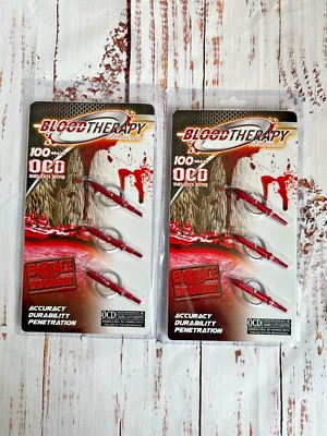 TWO packages Blood Therapy archery OCD fixed circular cut Broadheads 100 grain - Image 1 of 2