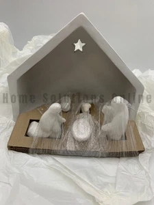 Pottery Barn weiße Keramik Terrakotta Feiertag Krippe Set 6-teilig weiß #U304 - Bild 1 von 4