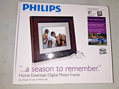 Philips 8 " Digital Photo Frame SPF3408T/G7. Brown Wood Frame - New - Image 1 of 2