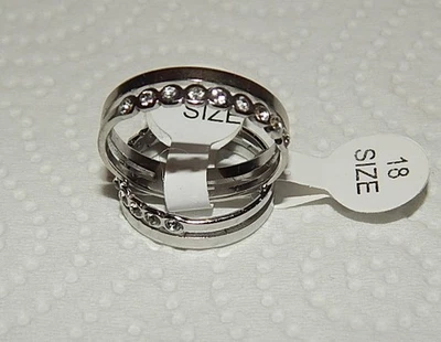 cooler DoppelRing 1xGLATT + 1 X StrassSteine (Swarovski*Elemente)**Gr. 18bis21 - Bild 1 von 3