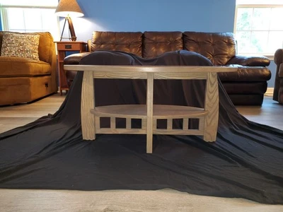 Mesa de centro estilo misión de madera dura Foto 1 de 4