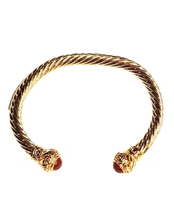 Vintage PT Past Times roter Karneol Achat Drehmoment Kabel Manschette Armband Arm Gold - Bild 1 von 24