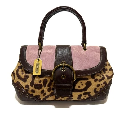 RARE COACH Ltd Ed MADISON SUEDE OCELOT HAIRCALF TOP HANDLE PURSE BAG 9657 WOW! - Image 1 of 4