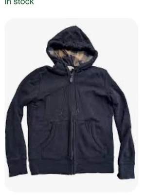 Burberry Brit Mens Claredon Full Zip Hoodie Plaid Check Logo Black Medium - Image 1 of 4