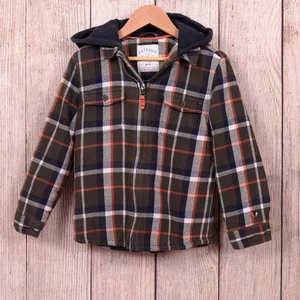 Fat Face Shacket Boys Age 8-9 Years Multi Check Fleece Lined With Hood EUC - Picture 1 of 4