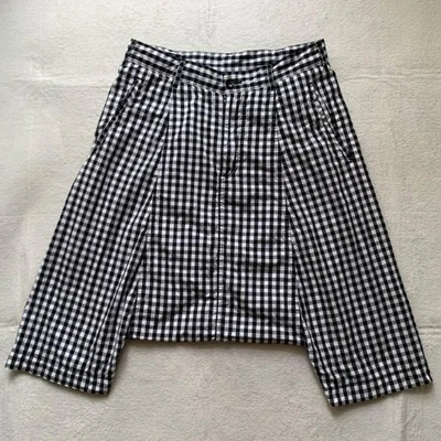Calça Sarouel Xadrez Gingham Black Comme des Garçons, Preta, Usada - Imagem 1 de 4