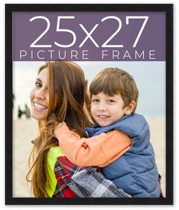 25x27 Frame Black Real Wood Picture Frame Width 0.75 inches | Interior Frame Dep - Picture 1 of 10