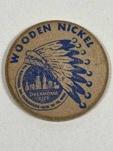 1968 Wooden Nickel Oklahoma City Royal Ambassador Congress - Picture 1 of 3