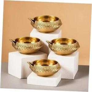  Brass Diya for Pooja - Indian Puja Oil Lamp (Pack of) - Kuber Diya for 8 - Picture 1 of 7