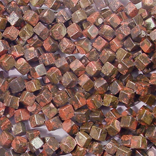 RAINFOREST JASPER 6MM DICE GEMSTONE BEADS A+ RHYOLITE - Image 1 of 1