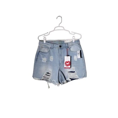 Hot Kiss Shorts Womens 11 Midi Short High Rise Distressed Raw Hem - Image 1 of 4