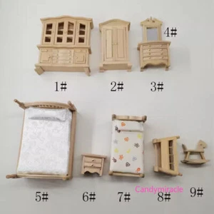 1:24 Scale Dolls House Miniature Furniture Wardrobe Wardrobe Bed Nursery - Picture 1 of 23