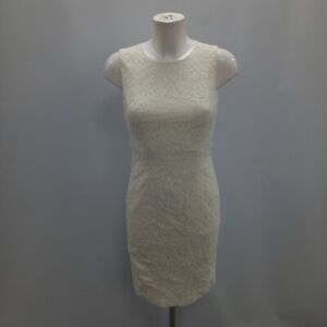 Calvin Klein Dress UK 6 Cream Cotton Blend Lace Bodycon Short Womens RMF07-LW
