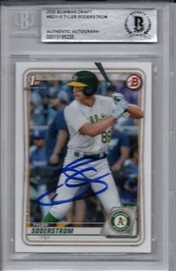 Tyler Soderstrom A's 2020 Bowman Draft Autographed Signed Rookie Card Beckett - Picture 1 of 1