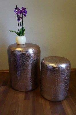 Hocker "Callio" 2-teiliges Set ca. 50+40 cm hoch Kupferfarben Aluminium - Bild 1 von 4