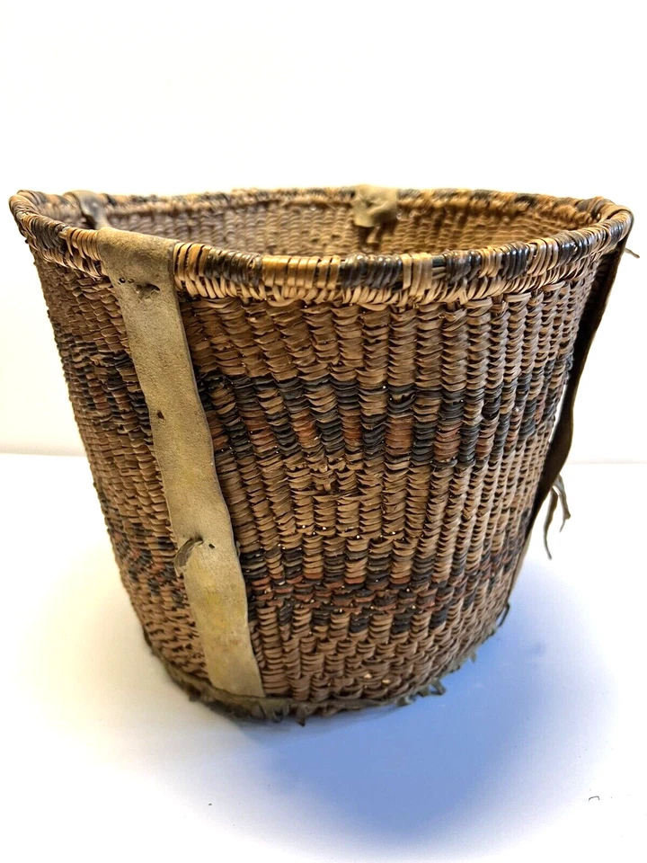 Antigua cesta de carga o bayas de indios nativos americanos; grande 10 1/2" finales de 1880 Foto 1 de 4
