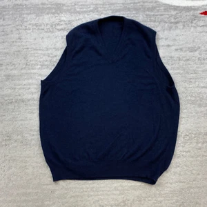 VTG Brunello Cucinelli Cashmere Vest 2XL XXL Blue Italy Sleeveless Prep Mens 90s - Picture 1 of 11