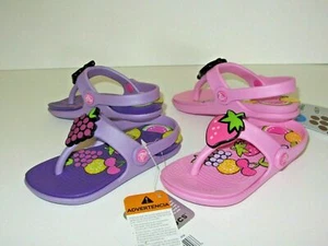 New Crocs Baby Toddler Girl Reina Wild Fruit Flip Flop Sandals Shoes 6/7 8/9 - Picture 1 of 7