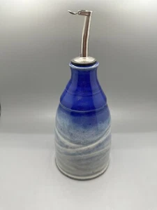 Studio Art Pottery Stoneware Olive Oil Cruet Bottle - Blue Ombre Glaze - Picture 1 of 7