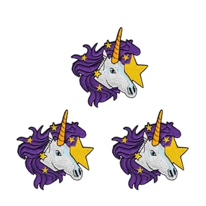 Embroidered Unicorn with Stars (3-Pack) Iron On Patch - Picture 1 of 4