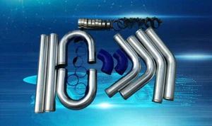 Universal 2.5" 64mm Aluminum Intercooler Turbo Piping Pipe + Blue Hose Kits - Picture 1 of 5