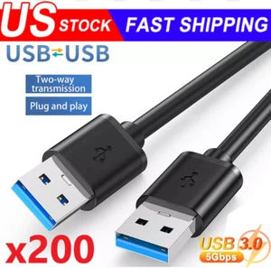 USB 3.0 A Male to A Cable Lot Data Transfer Super Speed Power Charger Metal 3FT - Picture 1 of 14