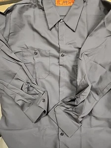Men's Red Kap Long Sleeve Industrial Work Shirt SP14 XL Charcoal Extra Large New - Picture 1 of 4