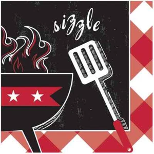 Summer Sizzle Grill Master Cookout BBQ Cook Theme Party Paper Beverage Napkins - Picture 1 of 1