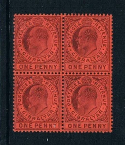 Gibraltar 1904-08 - 1d KEVII - Dull Purple on Red - BLK/4 - SC 50 [SG 57] MNH T5 - Picture 1 of 2