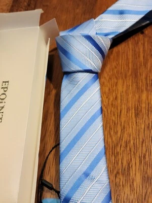 Corbata ajustada a rayas azul claro Epoint nueva con etiquetas Foto 1 de 4