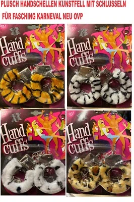 KARNEVAL Sexy PLÜSCH HANDSCHELLEN Kunst-Fell Fußfessel mit Schlüssel AUSWAHL - Bild 1 von 2