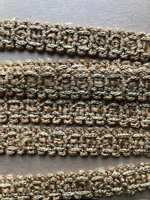 Borde trenzado amarillo dorado de 1/2"" vintage francés de 72"" sin usar Foto 1 de 2